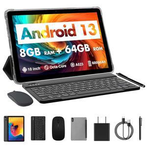 13 태블릿, (4+4GB 확장) RAM 64GB 가죽 케이스, 2 스타일러스 2.4/5G in (그레이) 스토리지 Wi-Fi, 키보드, 5.0, 1 BT 마우스, PC