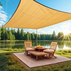 두꺼운 고강도 PE 정원 차양막 베이지색 파티오 야외 대형 차단 사각형 자외선