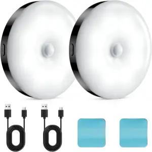 GLVSAE 스틱 온 라이트 LED 퍽 충전식 모션 센서 야간 조명 3가지 작동 모드 밝기 조절 가능 침실 옷장