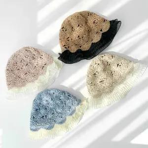 여자 쉬폰 플리츠 캉캉 뜨개 봄 여름 벙거지 모자