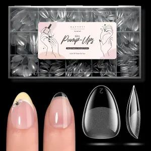 마카트 아몬드 네일 팁 510개 전체 커버 엑스트라 숏 페이크 15사이즈 소프트 젤 하프 매트 프리 쉐이프