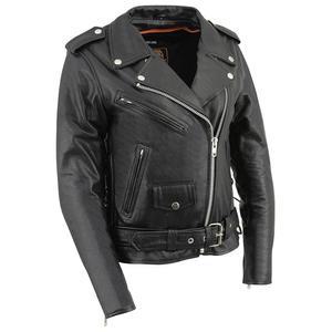 LKL2700 여성용 클래식 블랙 포함 가죽 오토바이 재킷 XL 빈티지 레이스 프리미엄 사이드