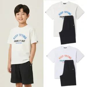 [블랙야크키즈](센텀시티점)[정상가 109,000] 신축성과 통기성이 우수한 크래시 반팔티셔츠+반바지 세트