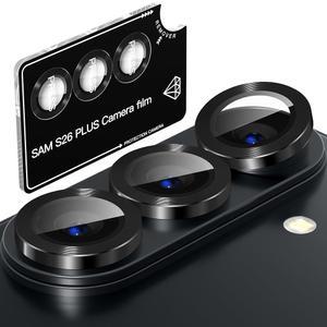 삼성 갤럭시 S26+ 카메라 렌즈 프로텍터용 수오만, [CD 텍스처] [야간 촬영에 영향 없음] 9H 경도 강화 유리 필름 독립 보호 커버 -블랙