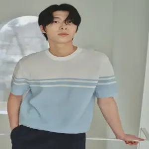 남성 라운드넥 블록 반팔 니트_PHF2ER1030