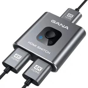 HDMI 스위치 4k@60Hz 스플리터 GANA 알루미늄 양방향 스위처 2인치 1아웃 수동 허브로 Xbox PS5/4/3