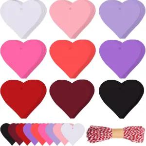 발렌타인데이 하트 태그 종이 모양 컷아웃 다양한 색상의 발렌타인 색종이 라벨 생일 결혼식 파티 장식용