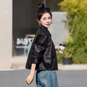 여성용 재킷 패션 숏 헤닝 리얼 가죽 봄가을 옷 코트 양 1PICK3