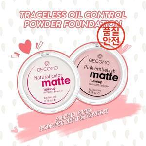 GECOMO 매티파잉 컴팩트 파우더 12H 롱 라스트 오일 컨트롤 실키 매트 메이크업 세팅 모든 피부 톤에 반투
