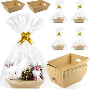 CDIVEFTN 10팩 빈 선물 바구니와 보우 대형 크래프트 12x10인치 채울 수 있는 튼튼한 벌크 부활절