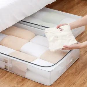 수납정리함 침대밑 옷 정리 66L 박스 옷장 특대 침대밑 함 책상 투명 정리 속 폴딩박스