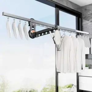 창문빨래건조대 창틀 부착형 베란다 기숙사 난간 대형 건조대