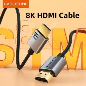 HDMI선택기 CABLETIME HDMI 21 케이블 PS5Xbox XRoku TVHDTVBlu-ray용 울트라 슬림 8K 60HZ 4K 120Hz 48Gbp