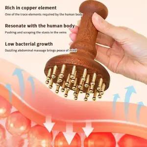 괄사 구리 헤드 마사지 빗 긴 나무 경락 지압 브러쉬 식 스파
