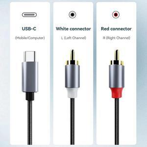 USB C/IOS - RCA 오디오 케이블 Type-C R/L 잭 어댑터 Y 분배기 코드 휴대폰 노트북 태블릿 앰프 스피커 홈