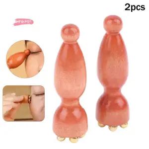 괄사 2개입 휴대용 연꽃 씨앗 껍질 전문가용 합금 로즈우드 얼굴 마사지 눈 피로 경혈 케어