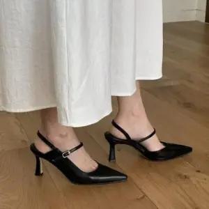 포인트슈즈 심플 슬링백 스트랩 포인트 여성 하이힐 구두 5FWY