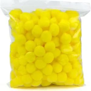 200피스 폼폼 1인치 크래프트 DIY 아트용 퍼지 퍼프볼 공예 프로젝트 홈 데코레이션 노란색