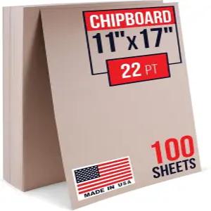 Paclord 11인치 x 17인치 브라운 크래프트 플레인 칩보드 시트 22Pt 두께 카드스톡 프로젝트 액자 백업