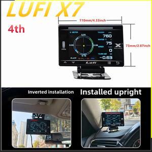 LUFI X7 4 게이지 GPS 헤드 업 디스플레이 터보 차저 오일 압력 온도 값 자이로 스코프 LCD OBD2