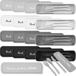 24개 직원 감사 주간 선물 대량 재사용 여행 도구 세트와 케이스 밀짚 커틀러 휴대용 숟가락 나이프 포크