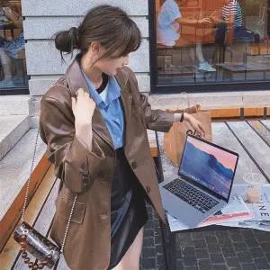 여사친 가을 영국풍 코트 작은 재킷 정장 메일라드 갈색 가죽 원픽3