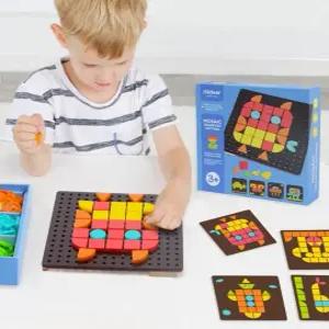 J2K 유아 아동 장난감 미디어 모자이크 패턴 퍼즐 블럭 블록 창의력 소근육 발달