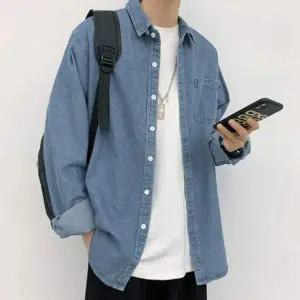 [RIZPICK]쿨샵 남여공용 캐주얼 데님셔츠 루즈핏 레이어드 스타일 셔츠