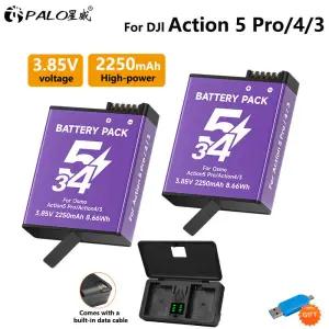 DJI Osmo Action 5 Pro 4 배터리 충전기 용 2250mAh 4/3 스포츠 카메라 액세서리