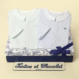 [롯데백화점]타티네쇼콜라 (쌍둥이출산50일백일선물)잔느슈트(블루+그린)TNPMUS153B