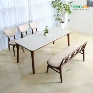 케미에르 고르도 양면세라믹 고무나무원목 6인식탁SET(벤치형) KGN-912B