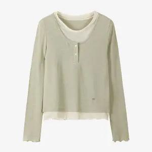 [듀엘](의정부점)프릴 롱슬리브 레이어드 티셔츠_D254MSM039