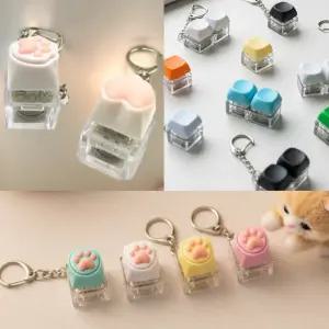 키캡 키링 LED 클리커 키보드 딸깍이 키홀더 차키 가방 클릭커 투명 청축 1구 2구