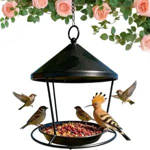 야외 새 모이통 - 금속 벌새 걸이식 먹이 트레이 그릇 정원 뒷마당 아파트 발코니 울타리 현관용