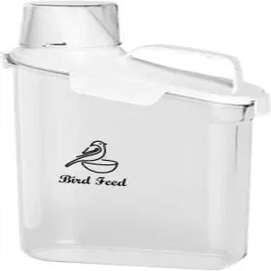 브라보토 새 씨앗 보관 용기 휴대용-3 Qt/2.8L 투명 반려동물 사료 - 해바라기 계량컵/뚜껑 밀폐형 야생