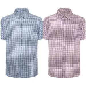 [갤러리아] (포장,양말사은)닥스 26SS 린넨혼방 스몰체크 반팔 캐주얼남방 DMS3SHCS110