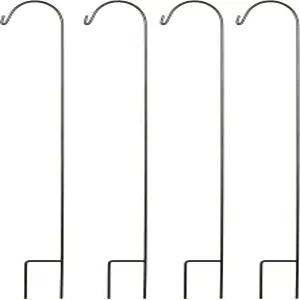 태양열 LED 조명에 이상적인 33인치 높이의 셰퍼드 훅 4종 세트 메이슨 병 식물 걸이 랜턴 정원 말뚝 선물