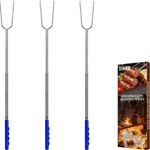 불 구덩이용 DIKER 마시멜로 로스팅 스틱 스모어스 캠프파이어용 핫도그 엑스트라 롱 27.5인치 스테인리스