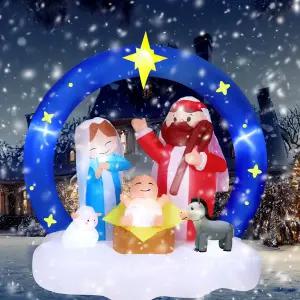 정원 마당 잔디밭 가정을 위한 글리민 6피트 크리스마스 성탄절 장면 장식 센터피스 - 소박한