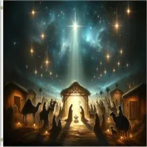 샤인스노우 전통 크리스마스 이야기 스타 홀리 나이트 성탄화 장면 3x5 피트 깃발 황동 그로밋으로 이중