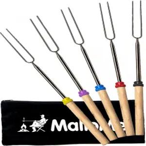 화염 구덩이를 위한 말로메 스모어 스틱 - 마시멜로 로스팅 키트 꼬치 핫도그 포크 캠프파이어 조리 장비