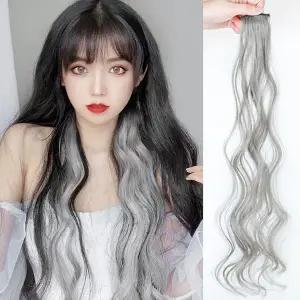 웨이브 포인트 컬러 헤어피스 붙임머리