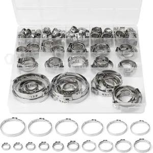 117PCS 16사이즈 싱글 이어 호스 클램프 304 스테인리스 스틸 키트 5.3-48.5mm 자동차 가전제품 라인 및