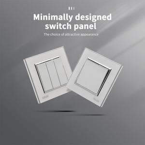 흰색 250V 16A AC 아크릴 패널 난연 클래식 온/오프 벽 로커 스위치 1구 1로 EU 표준 버튼 조명