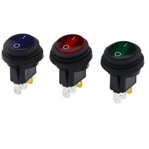 12V 220V 라이트 로커 스위치 오프닝 20MM 보트 모양의 라운드 3Pin 실버 포인트 1pcs 방수 버튼