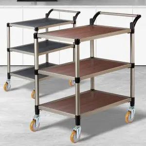 [오너클랜]월넛우드 3단 대 와인바퀴 빈티지트롤리 드레싱카웨곤