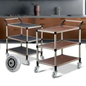 [오너클랜]월넛우드 3단 중 무소음바퀴 이동식카트 카 주방웨건 이동식트레이