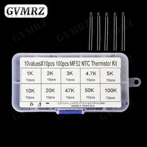 100개 10가지 값*10개 NTC 서미스터 열 저항기 키트 MF52 NTC-MF52AT 1K 2K 3K 4.7K 5K 5% 3950B