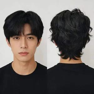 남성 가르마 통가발 남자 자연스러운 패션 헤어 전체가발