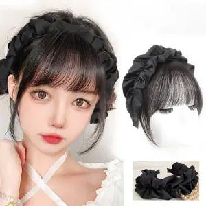 [콩심팥심]자연스러운 앞머리 가발 머리띠 프릴 곱창 스타일링용